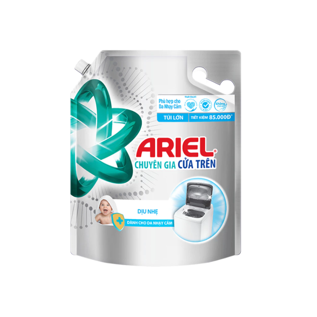 Nước giặt Ariel chuyên gia cửa trên dịu nhẹ cho da nhạy cảm túi 3.2kg
