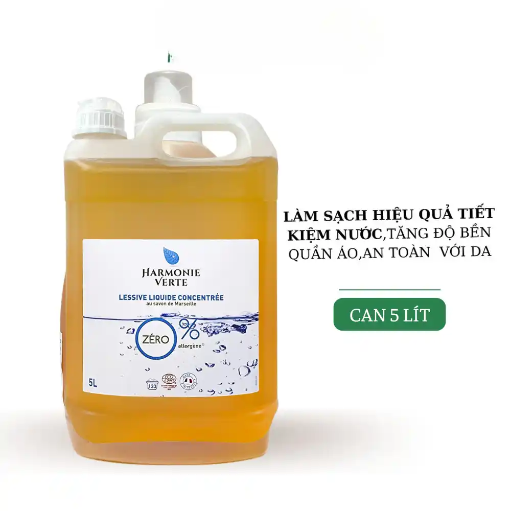 Nước giặt hữu cơ đậm đặc hương thông bạc hà Harmonie Verte 1,5 lít/5 lít