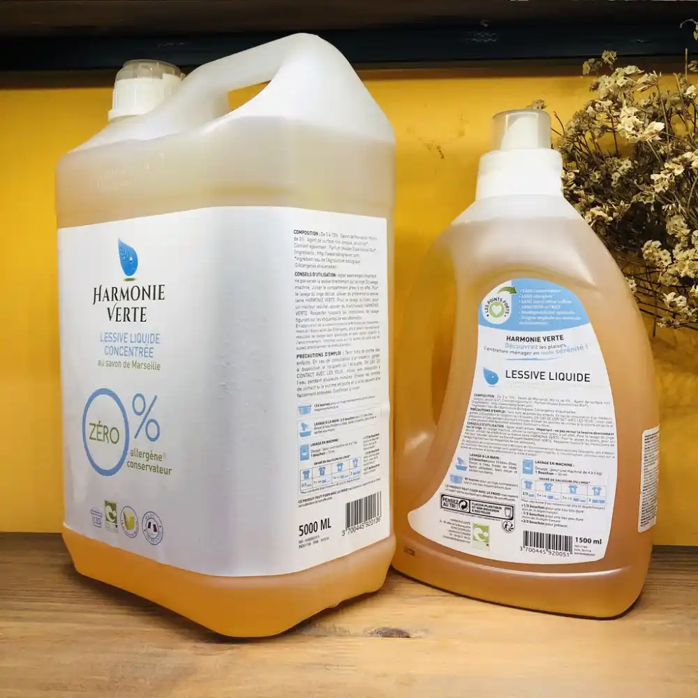 Nước giặt hữu cơ đậm đặc hương thông bạc hà Harmonie Verte 1,5 lít/5 lít