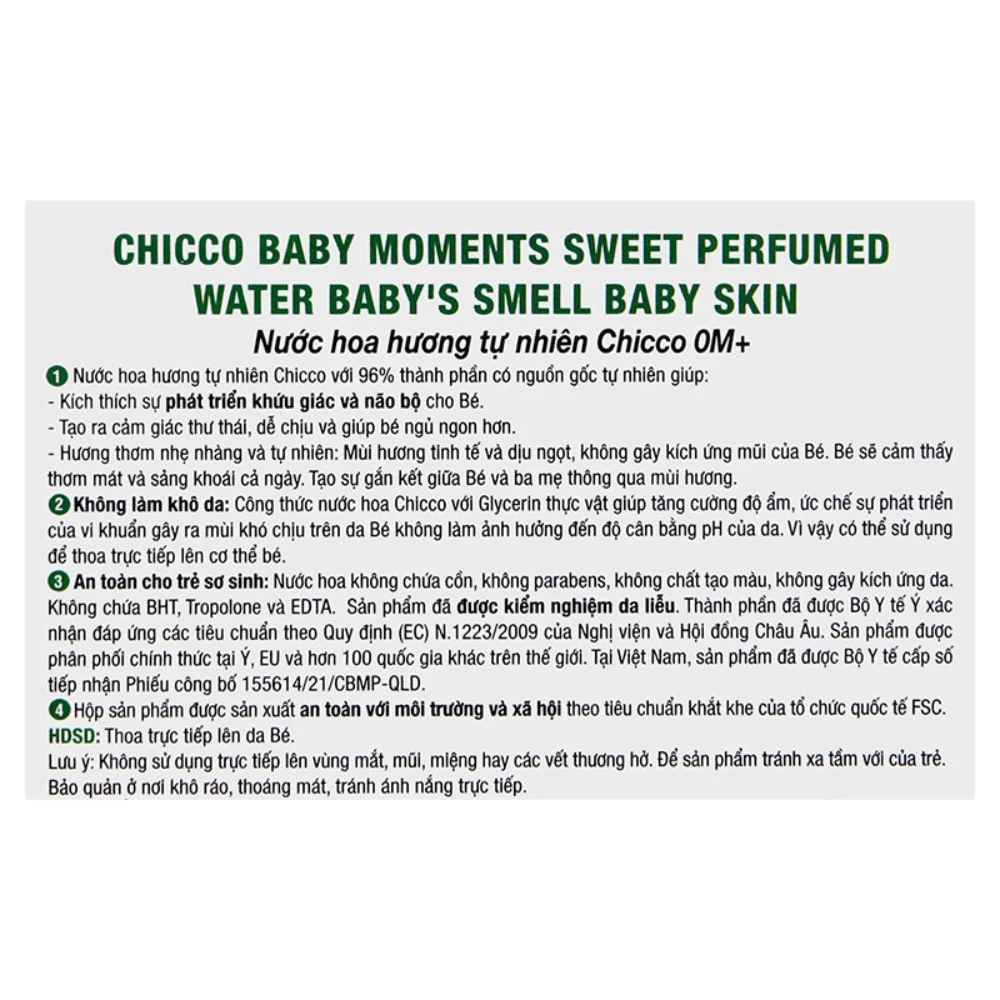 Nước hoa hương nước hoa tự nhiên 0M+ Chicco 100ml