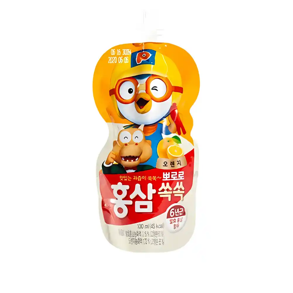 Nước hồng sâm Pororo vị cam/táo/việt quất túi 100ml