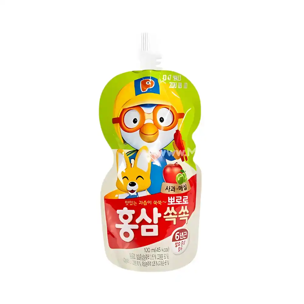 Nước hồng sâm Pororo vị cam/táo/việt quất túi 100ml