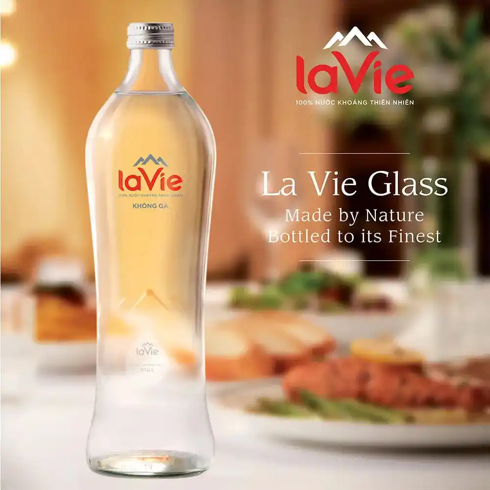 Nước khoáng thiên nhiên LaVie Glass Still không ga/Glass Sparkling có ga chai 450ml