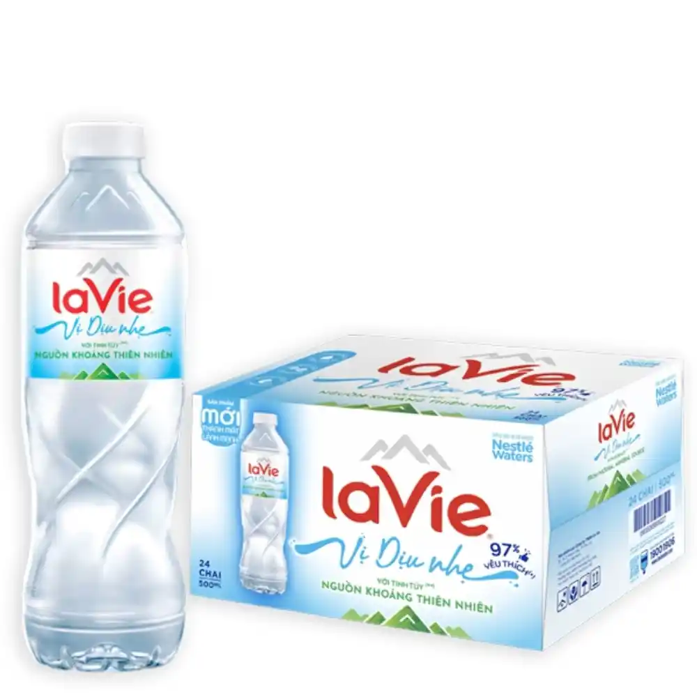 Nước khoáng thiên nhiên vị dịu nhẹ LaVie chai 500ml