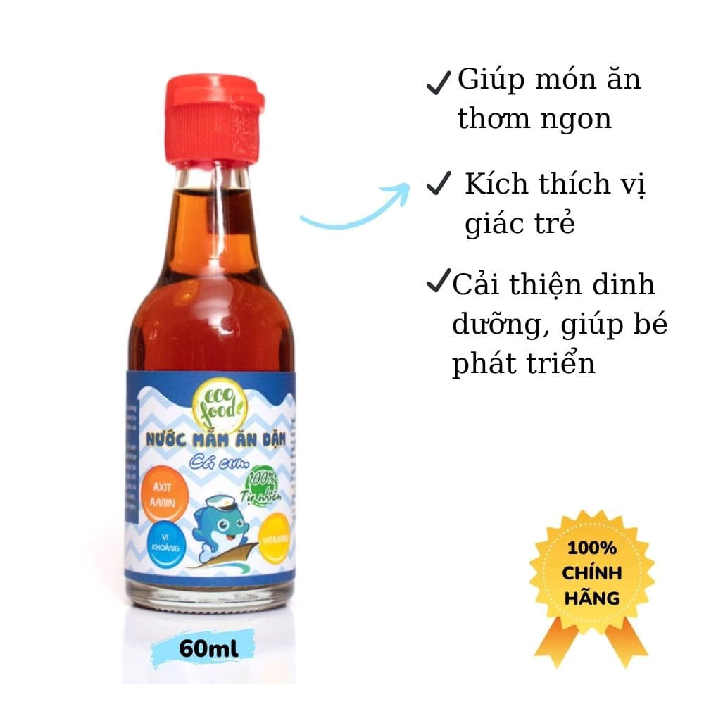 Nước mắm ăn dặm nguyên chất EcoFood 60ml/150ml cho bé từ 6 tháng tuổi