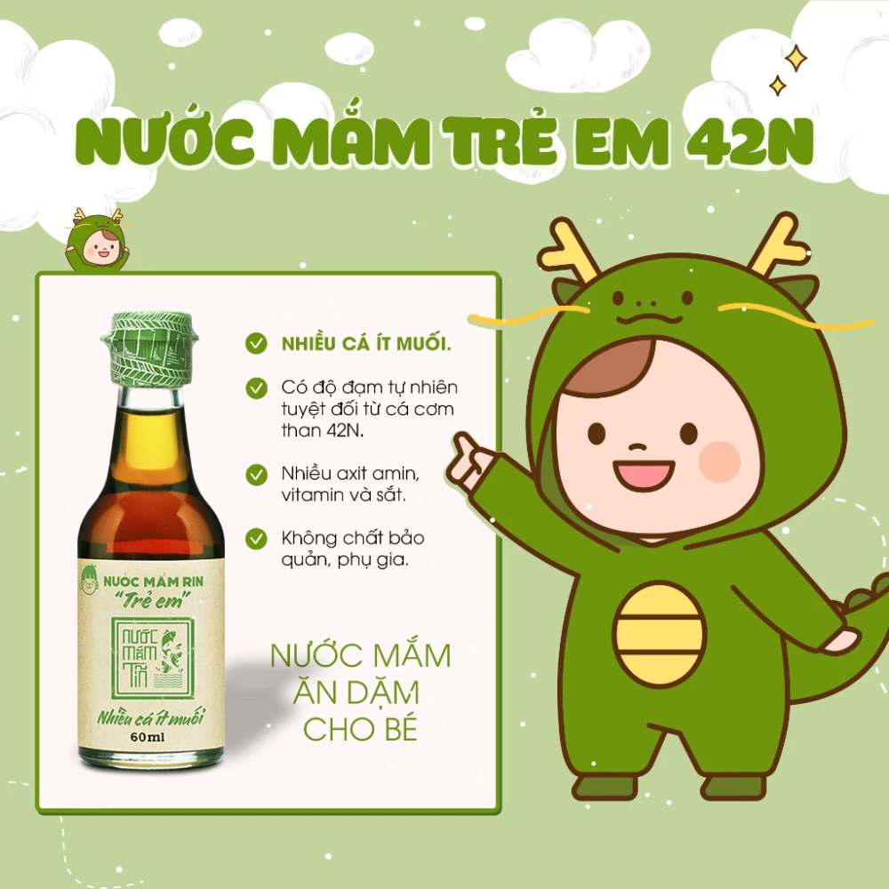 Nước mắm Tĩn ăn dặm cho bé 42°N chai 60ml (từ 6 tháng)