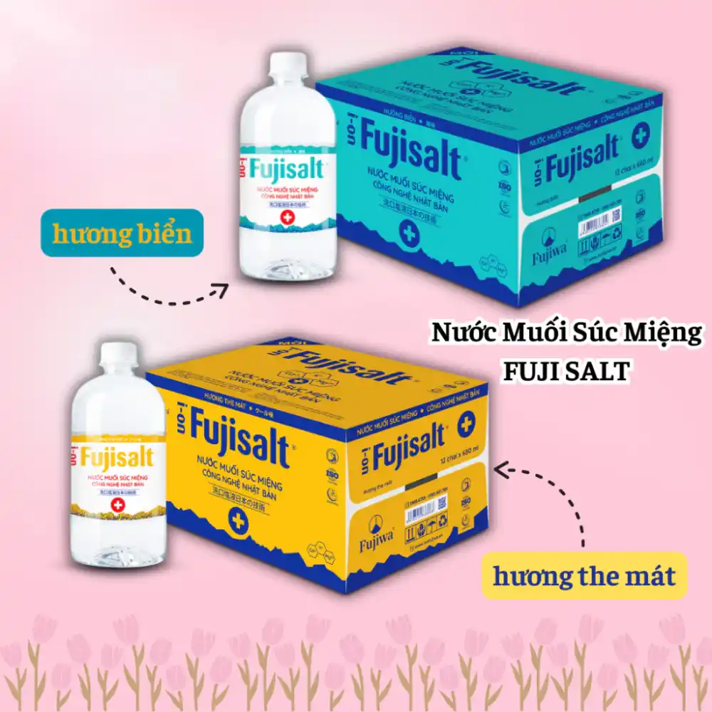 Nước muối súc miệng I-on Fujisalt hương the mát và biển 680ml