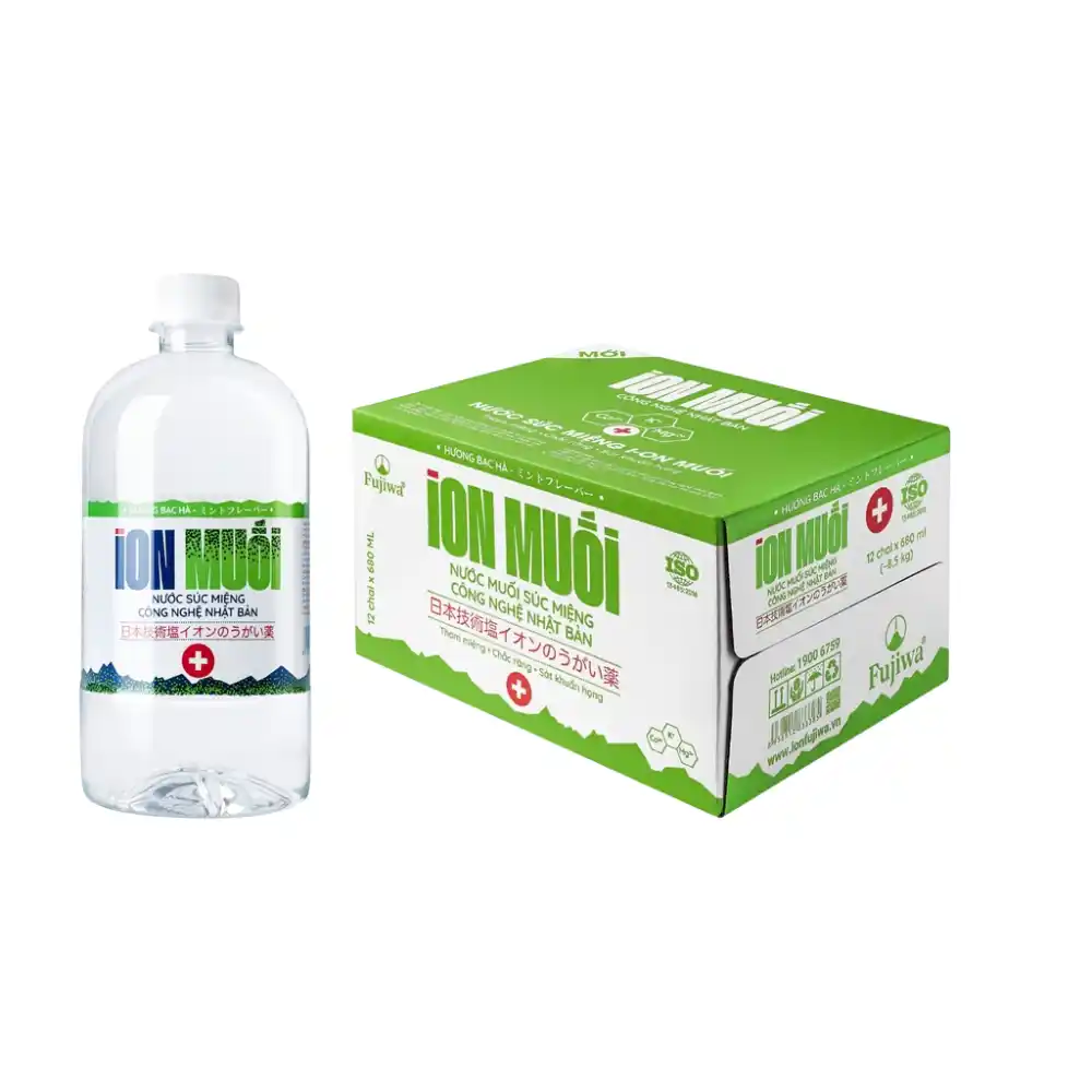 Nước muối súc miệng I-on Fujisalt hương bạc hà 680ml