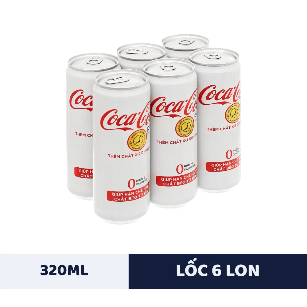 Lốc 6 lon nước ngọt Coca Cola Plus 320ml
