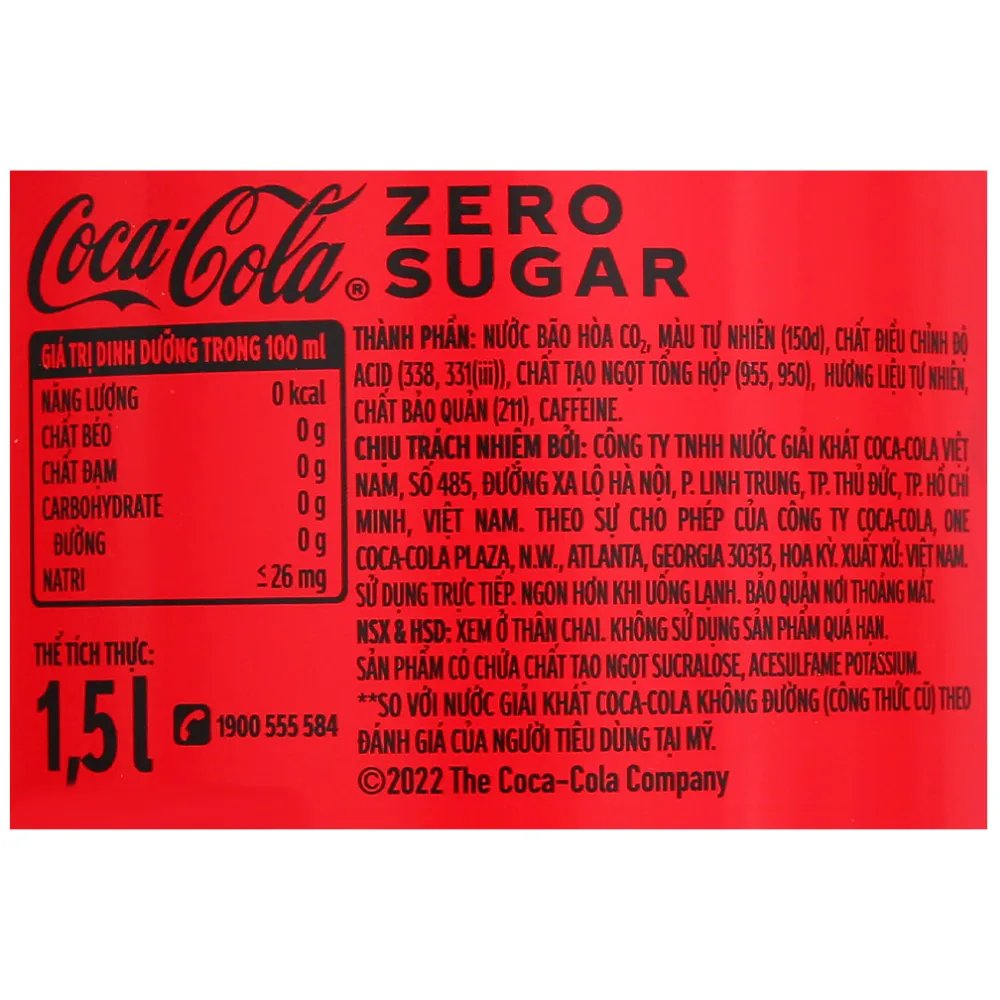 Nước ngọt Coca Cola zero sugar 1.5L