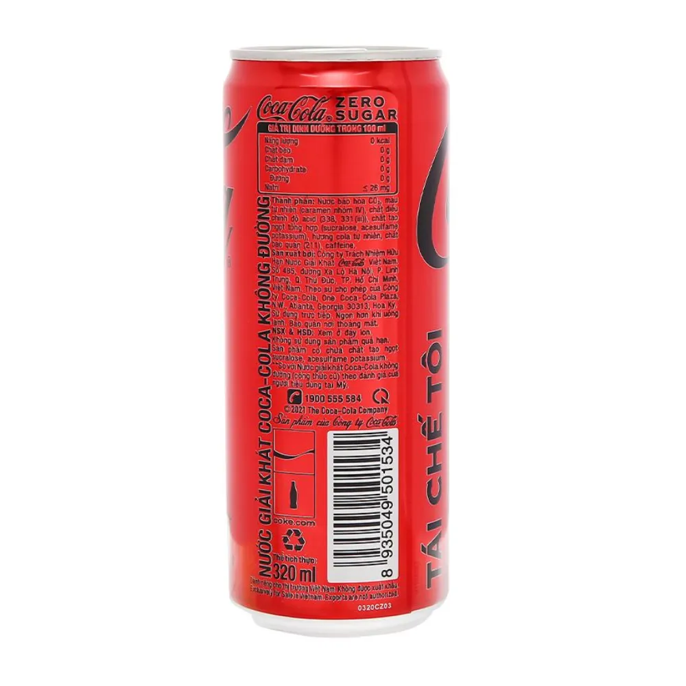Nước ngọt Coca Cola zero sugar 320ml