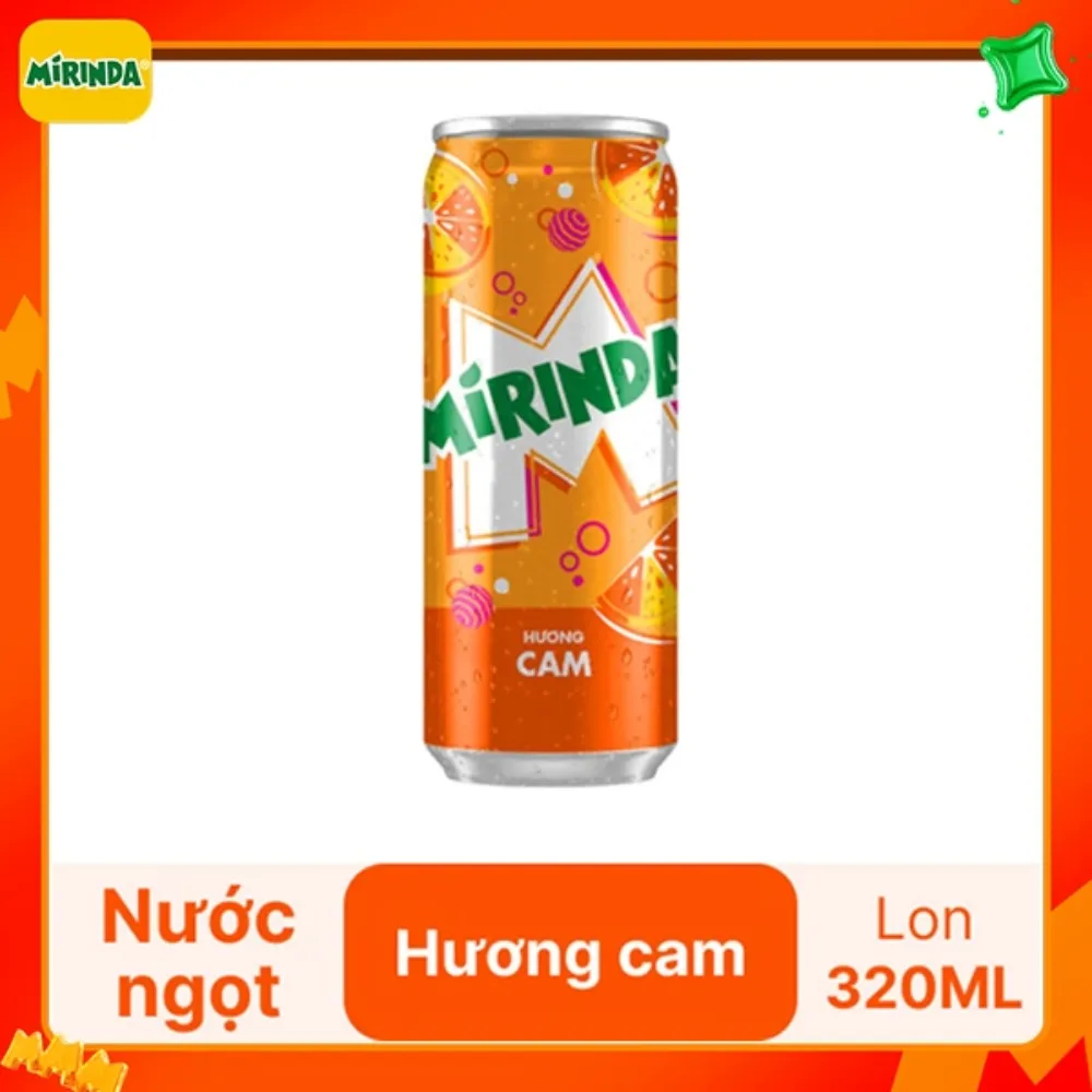 Lốc 6 lon nước ngọt Mirinda cam 320ml