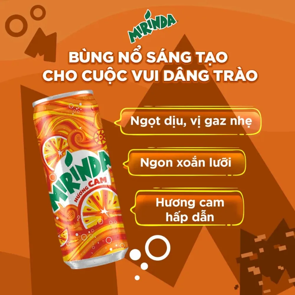 Lốc 6 lon nước ngọt Mirinda cam 320ml