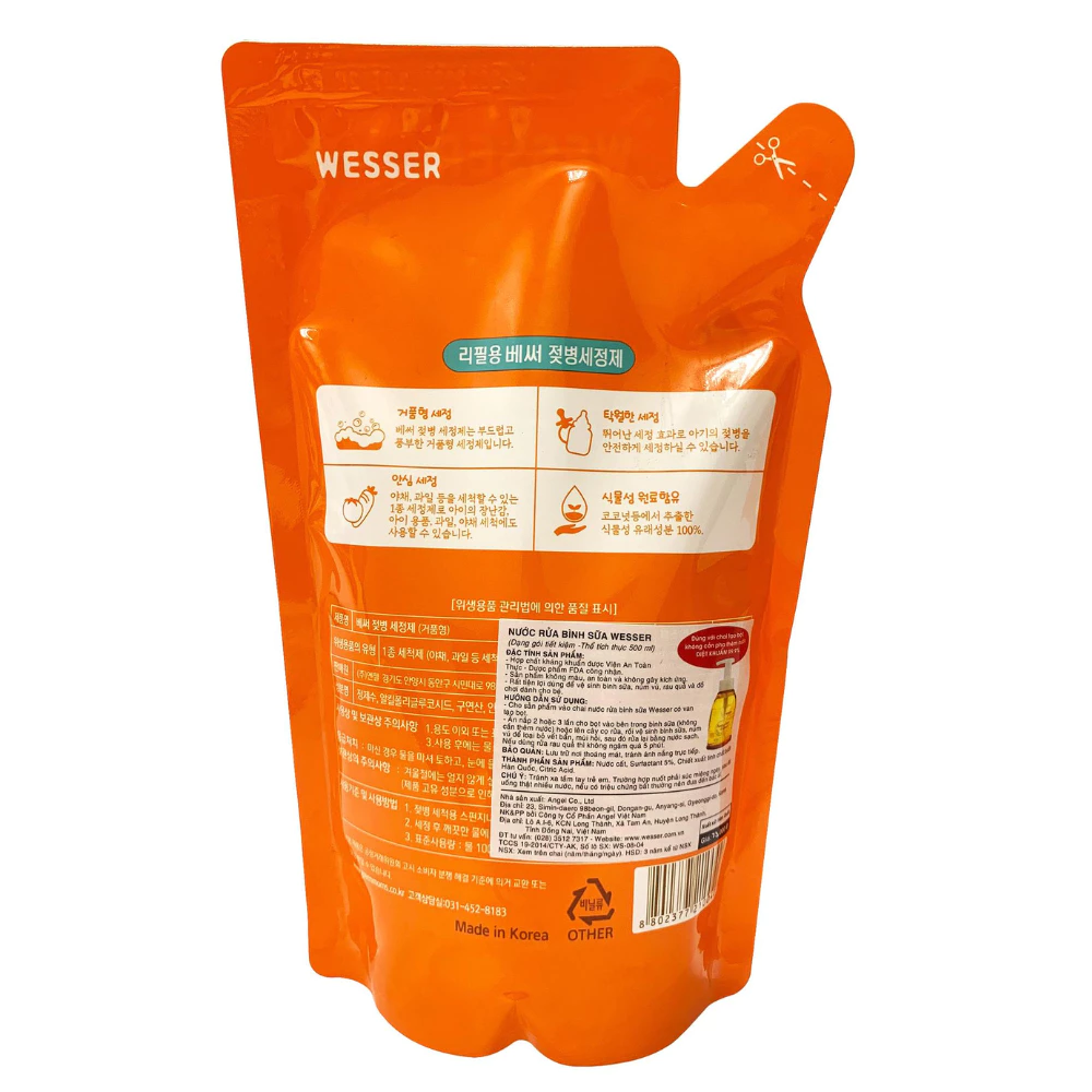 Nước rửa bình sữa Wesser 500ml
