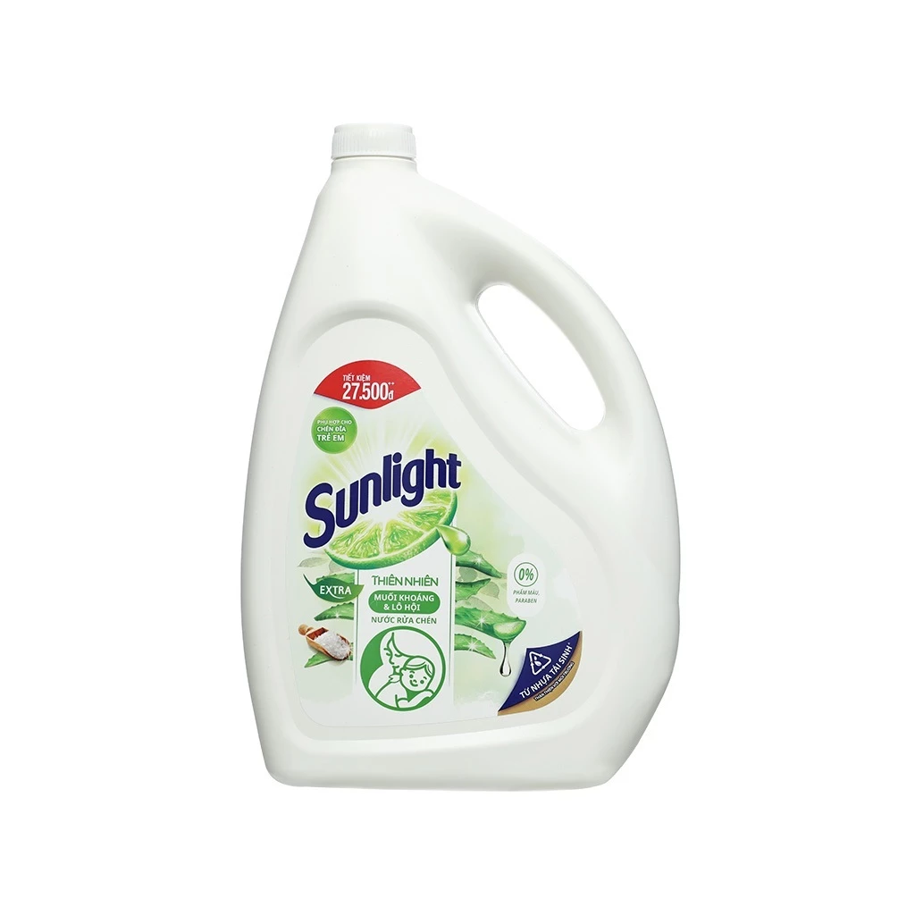 Nước rửa chén Sunlight thiên nhiên muối khoáng và lô hội Túi 725ml/Chai 725ml/Túi 2 lít/Can 3.48 lít