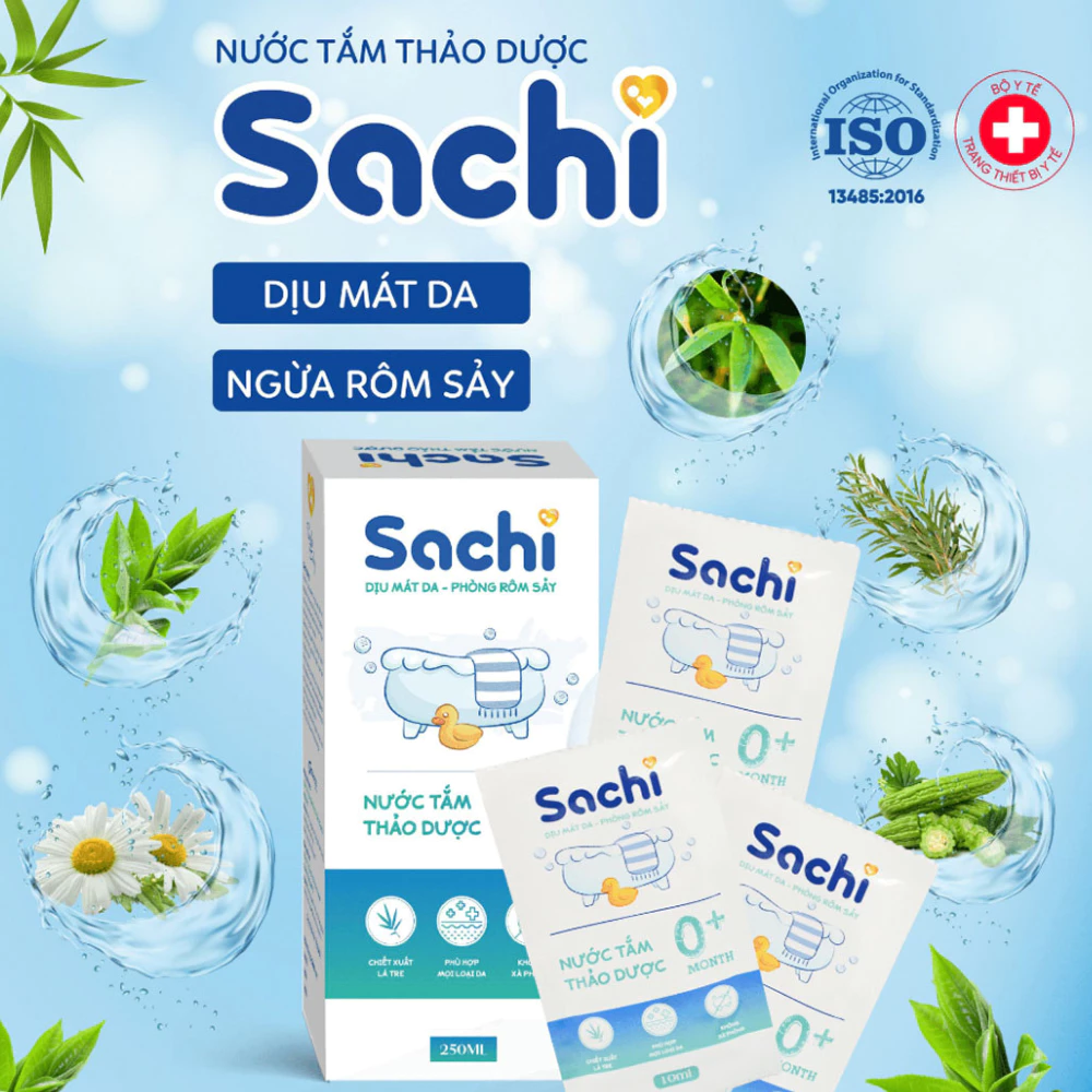 Nước tắm thảo dược Sachi an toàn cho bé 10 góix10ml