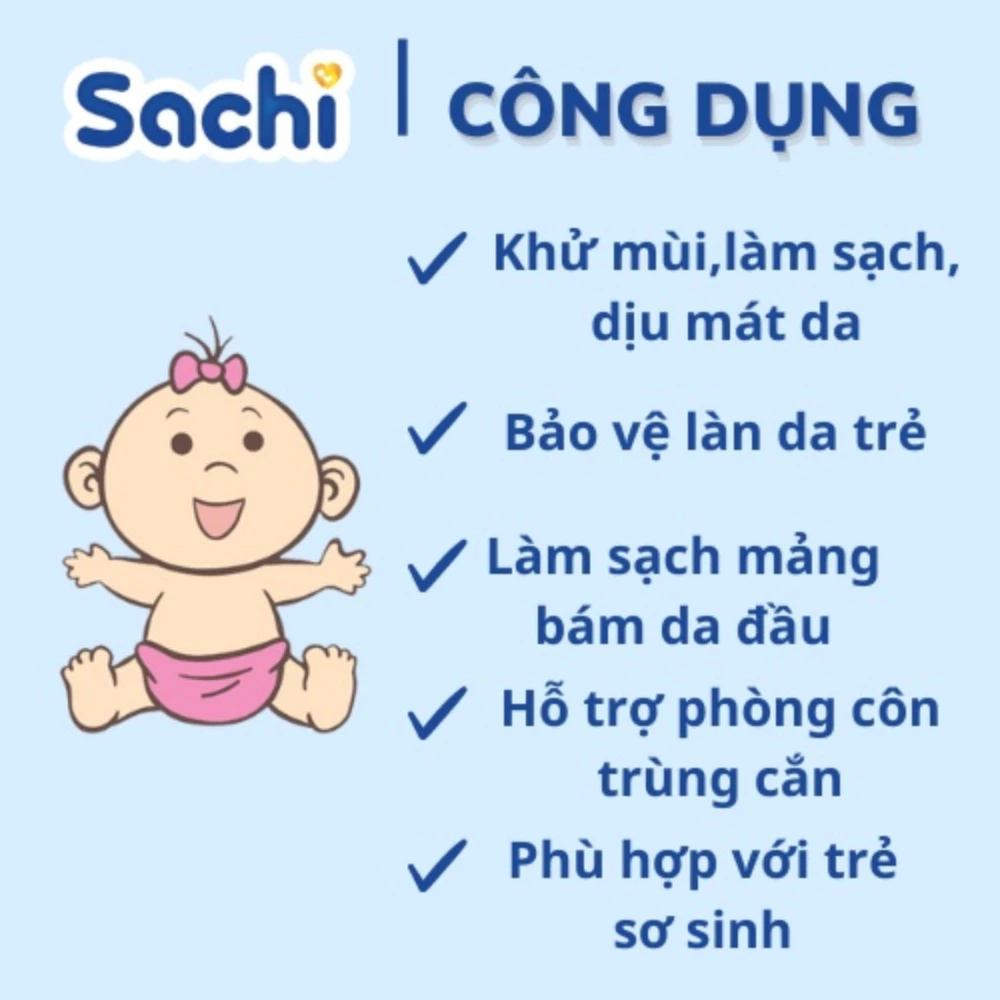 Nước tắm thảo dược Sachi an toàn cho bé 10 góix10ml