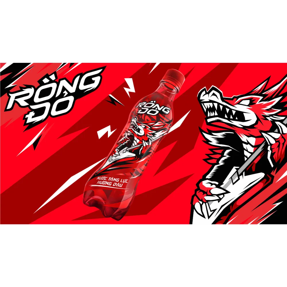 Nước tăng lực Rồng Đỏ hương dâu chai 330ml