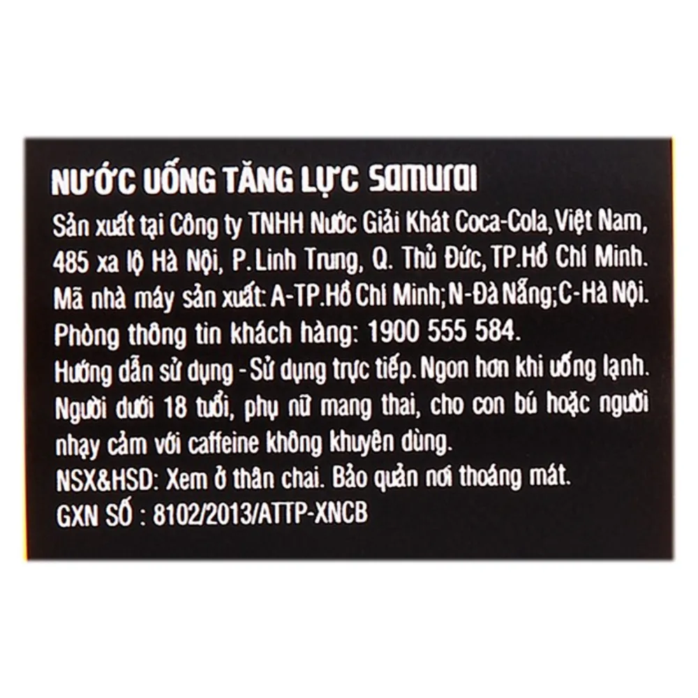 Nước tăng lực Samurai nhân sâm 390ml