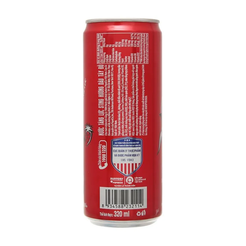 Nước tăng lực Sting dâu lon 320ml