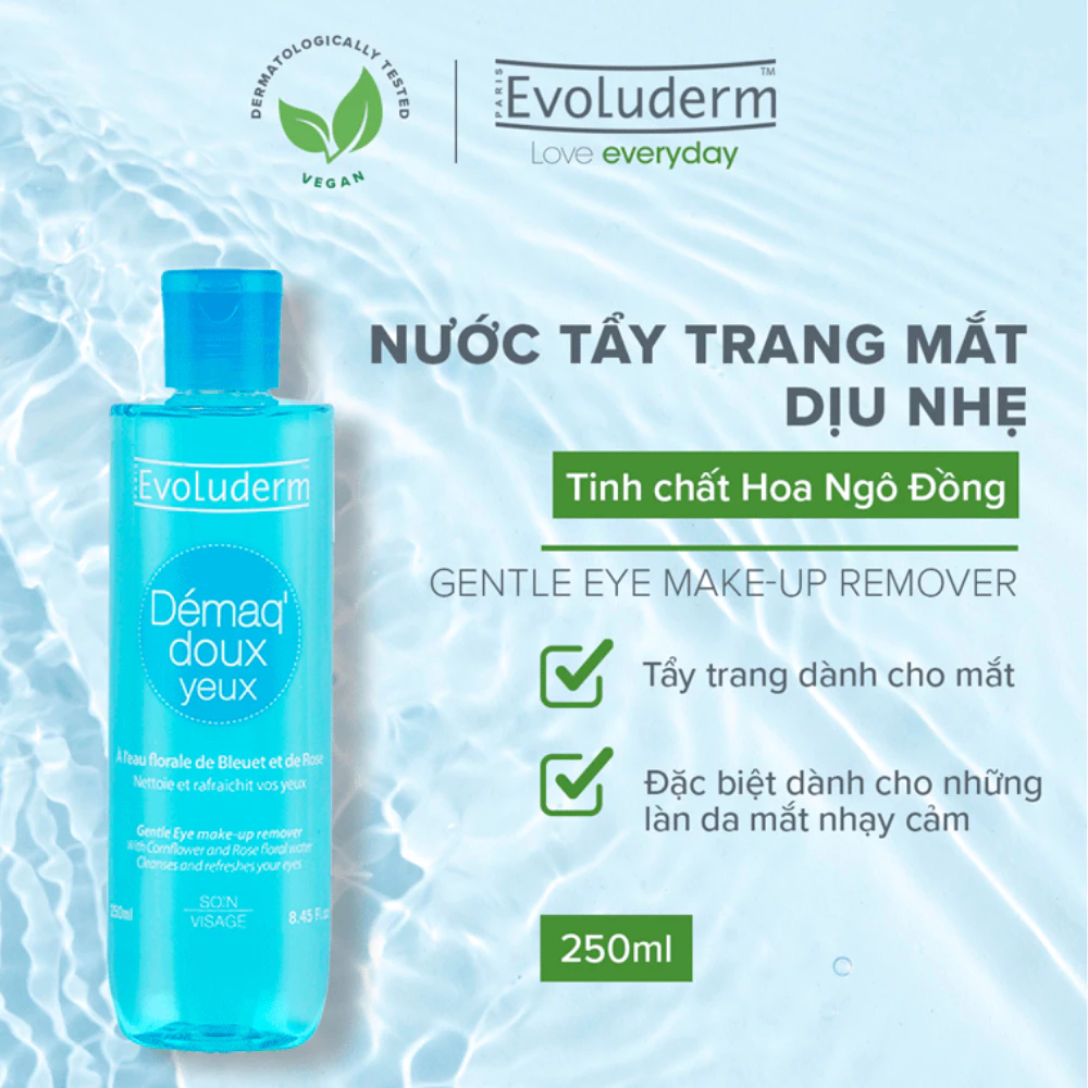 Nước tẩy trang cho mắt Evoluderm dịu nhẹ 250ml