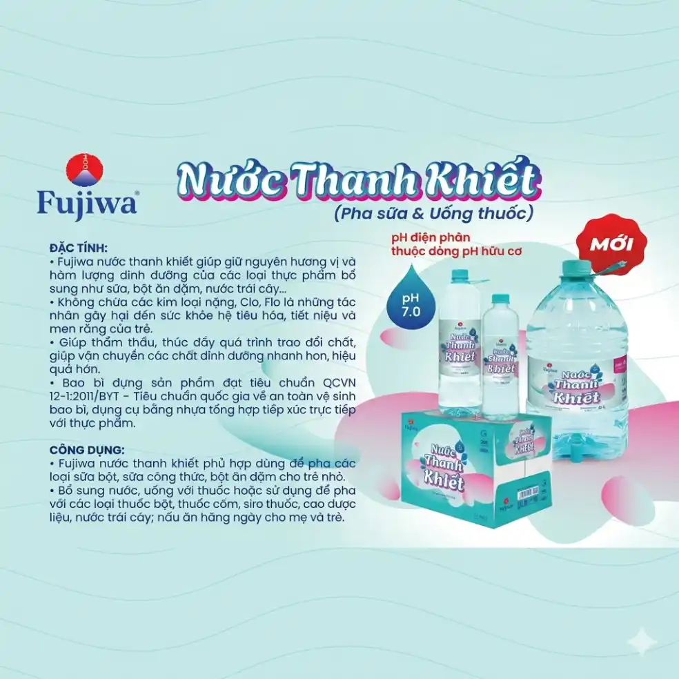 Nước thanh khiết pha sữa và uống thuốc Fujiwa 6L