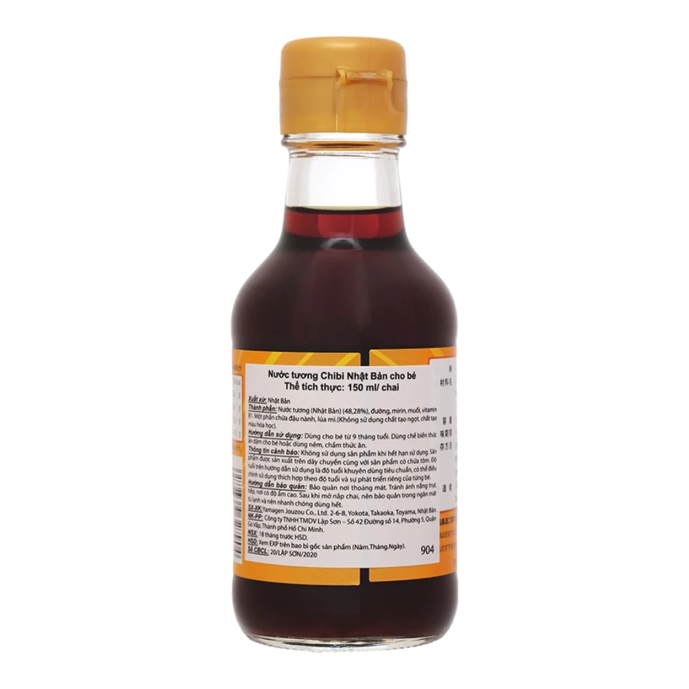 Nước tương ít muối Chibi chai 150ml dành cho bé từ 9 tháng tuổi
