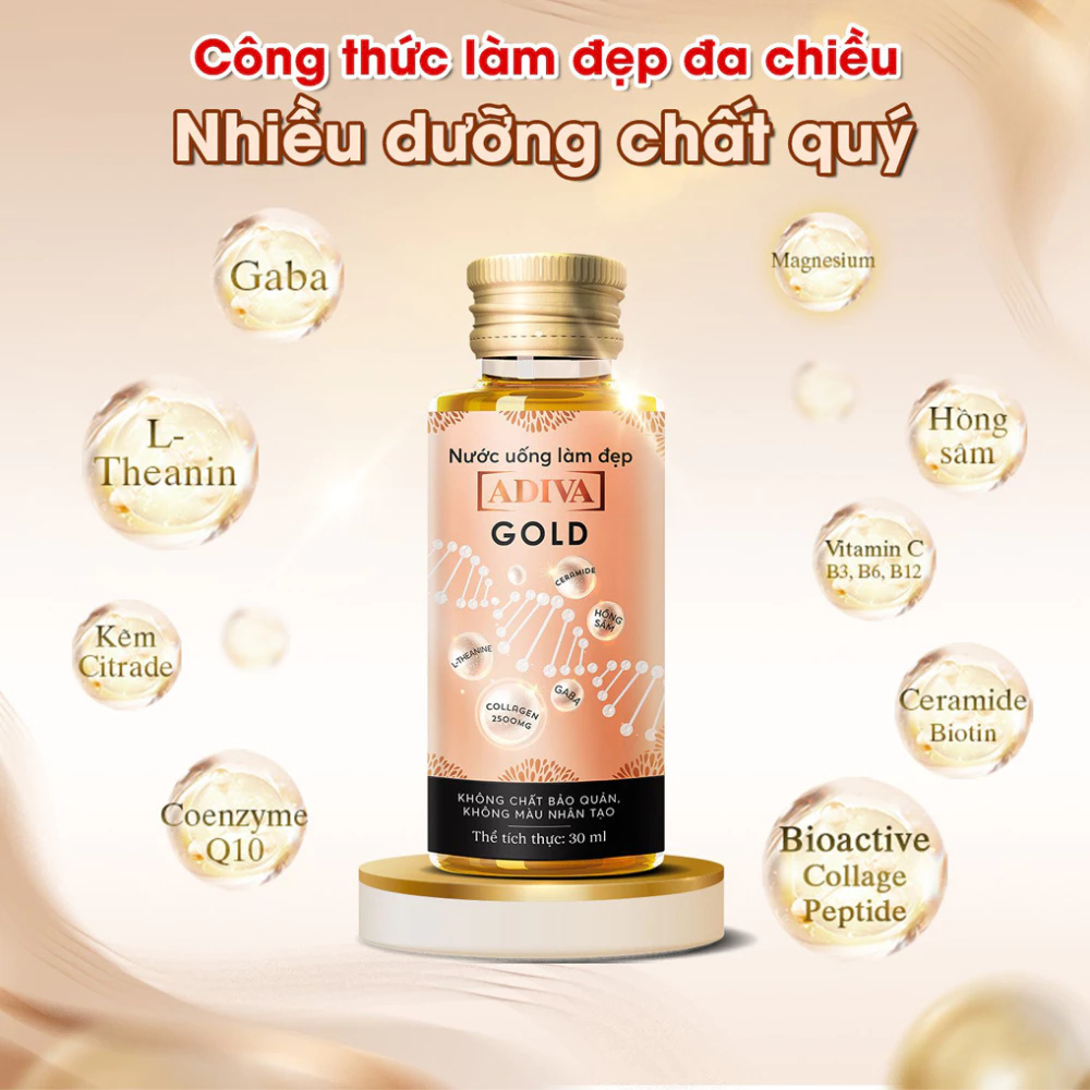 Nước uống làm đẹp Adiva Collagen Gold 14 chai/hộp