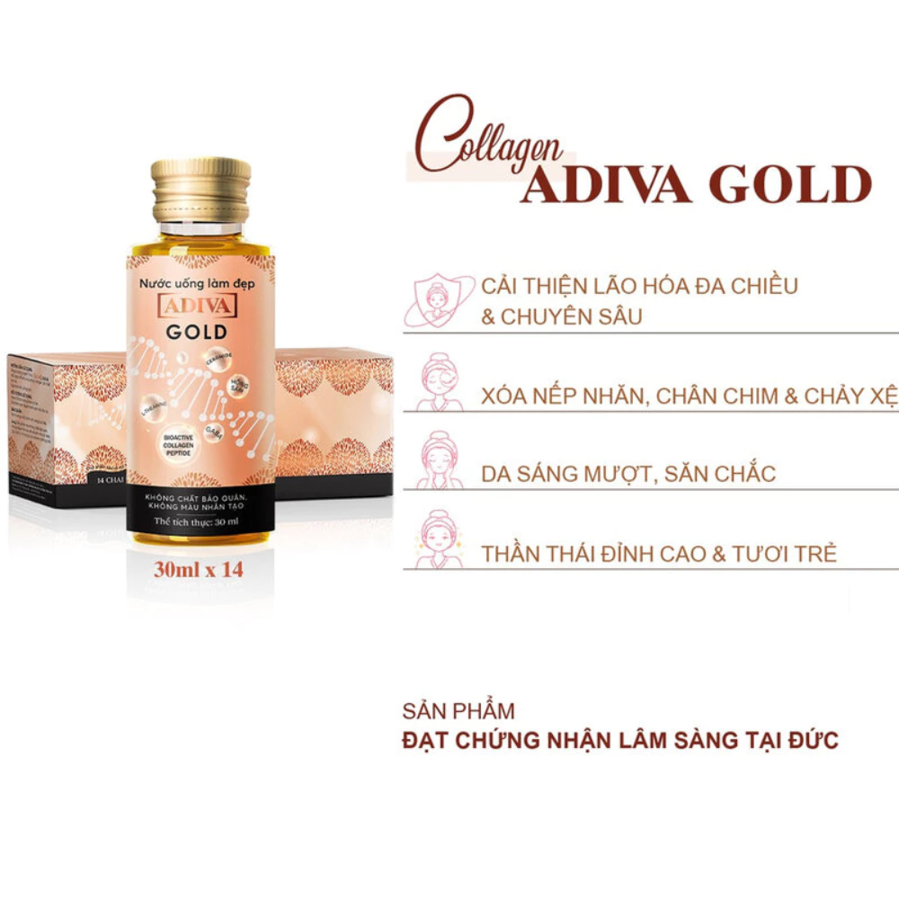 Nước uống làm đẹp Adiva Collagen Gold 14 chai/hộp
