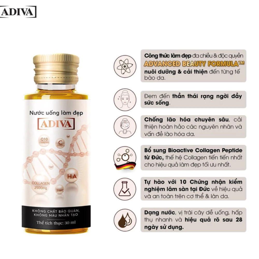 Nước uống làm đẹp Adiva Collagen 14 chai/hộp