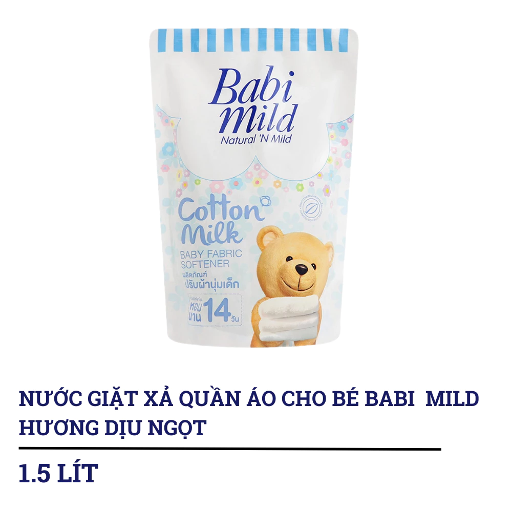 Nước xả quần áo cho bé Babi Mild hương ngọt dịu túi 1.5 lít