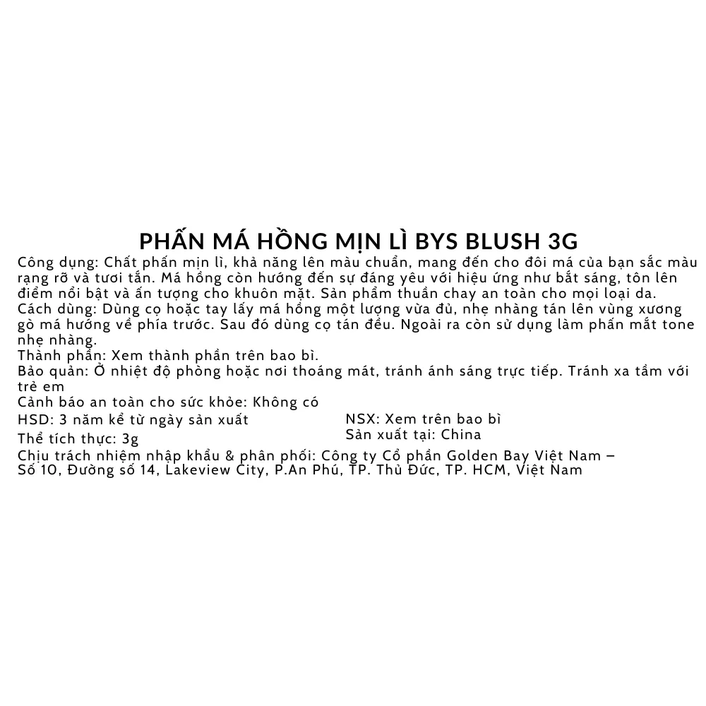Phấn má hồng Bys Terracotta Rose  3g