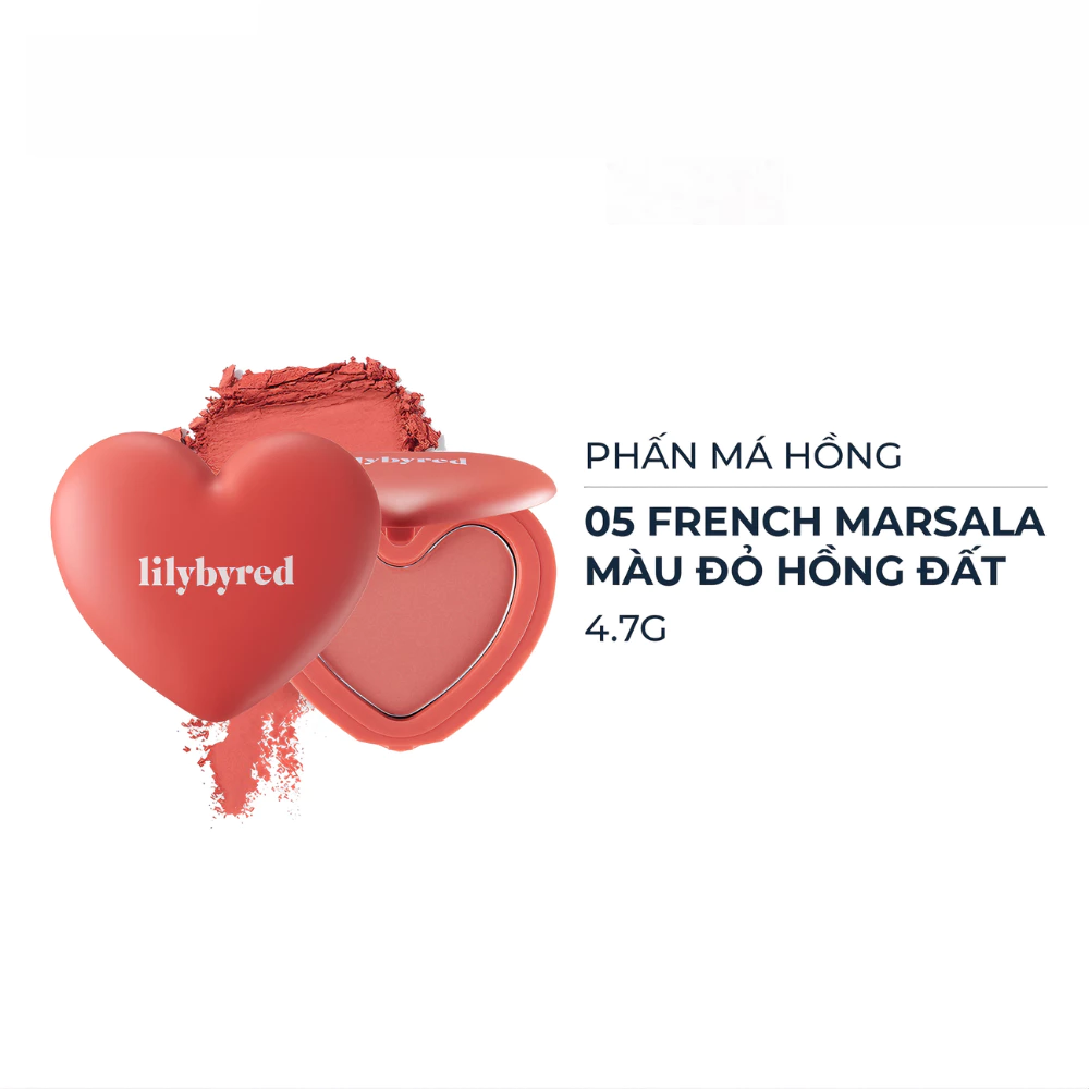 Phấn má hồng Lilybyred 01 hồng cam đào/02 hồng sữa/05 đỏ hồng đất 4.7g