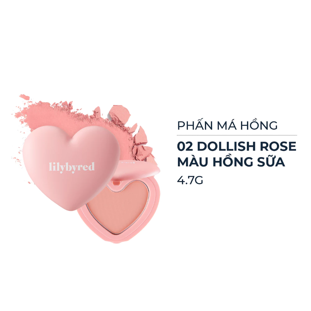 Phấn má hồng Lilybyred 01 hồng cam đào/02 hồng sữa/05 đỏ hồng đất 4.7g