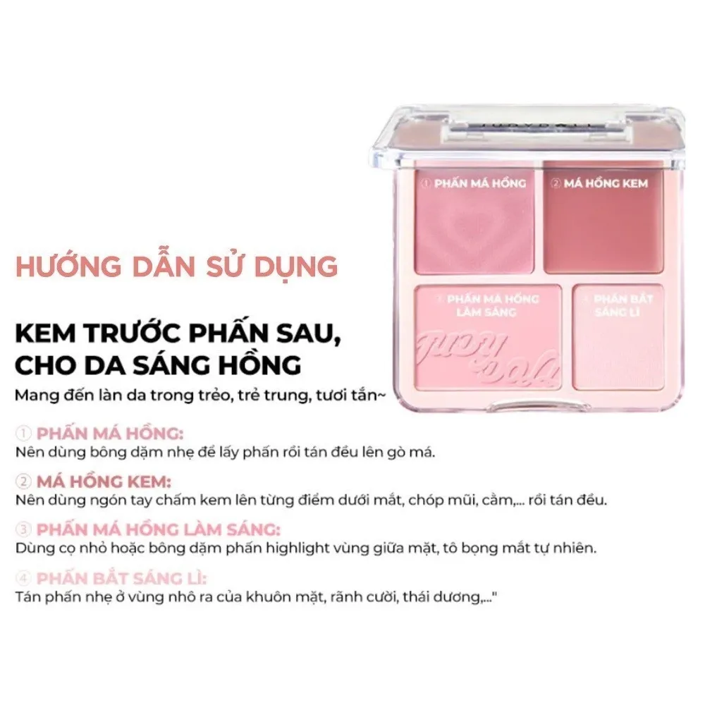 Phấn má & phấn bắt sáng 4 ô Judydoll 9g (nhiều màu)