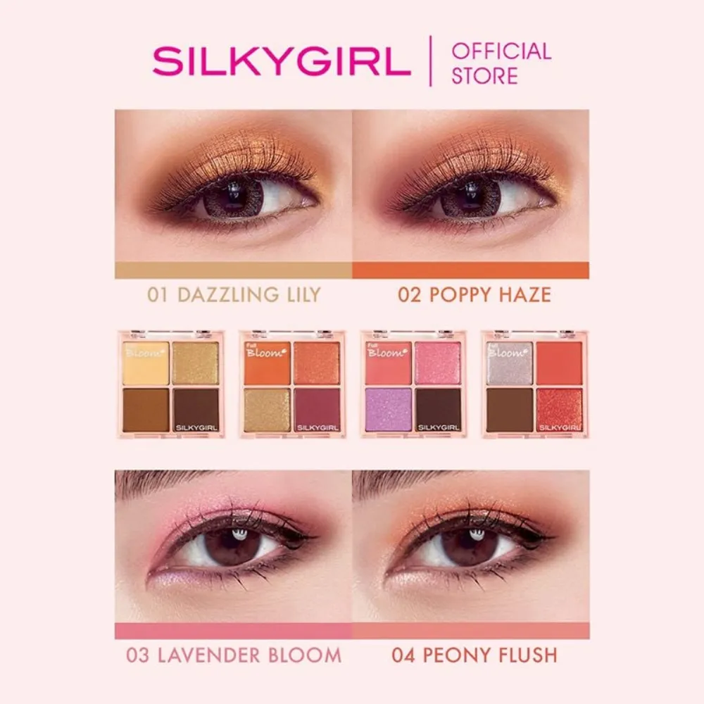 Phấn mắt có nhũ 4 ô Silkygirl Full Bloom 6.4g