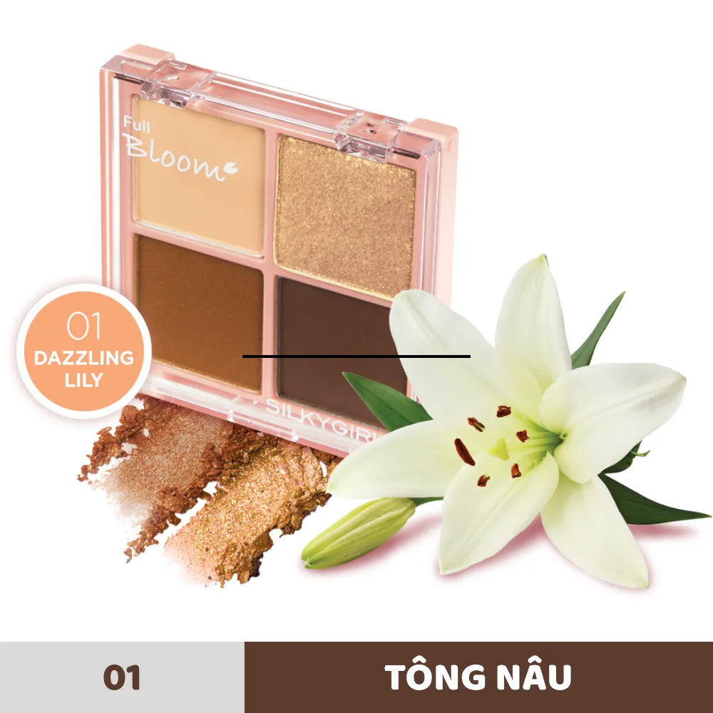 Phấn mắt có nhũ 4 ô Silkygirl Full Bloom 6.4g
