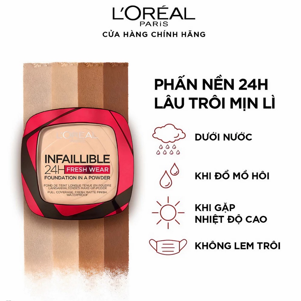 Phấn nền L’Oréal che phủ cao 20 Ivory/120 Vanilla cho tông sáng/tông tự nhiên 9g