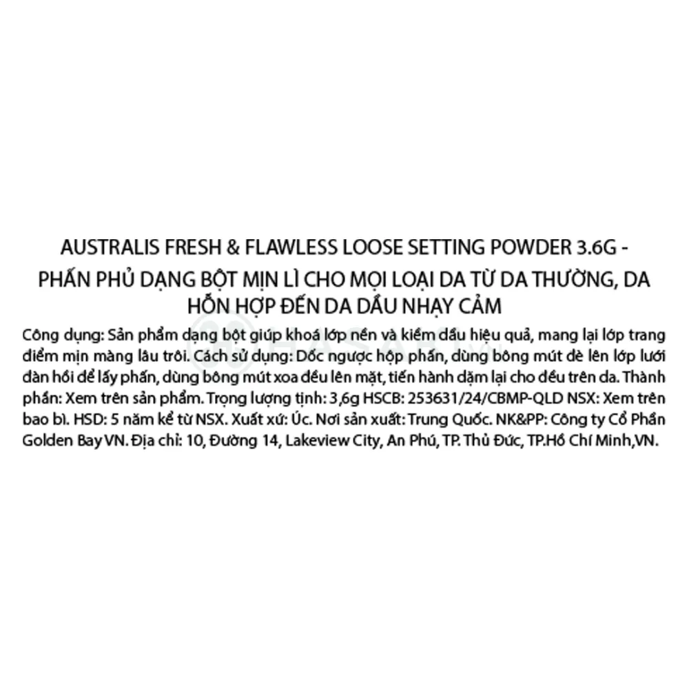 Phấn phủ Australis dạng bột 3.6g