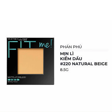 Phấn phủ Maybelline mịn lì kiềm dầu 110 Porcelain/120 Classic Ivory/130 Buff Beige/220 Natural Beige 8.5g
