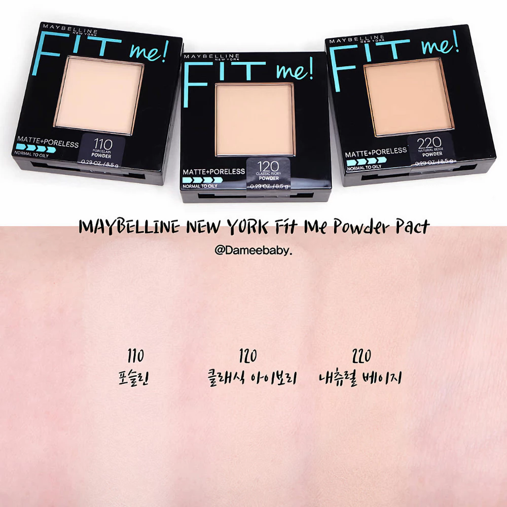 Phấn phủ Maybelline mịn lì kiềm dầu 110 Porcelain/120 Classic Ivory/130 Buff Beige/220 Natural Beige 8.5g