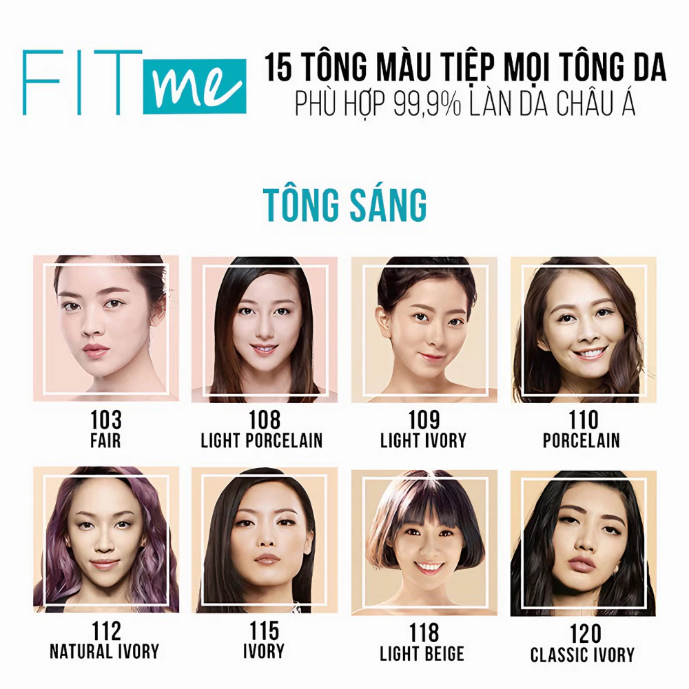 Phấn phủ Maybelline mịn nhẹ kiềm dầu chống nắng 6g #109/112/118/120