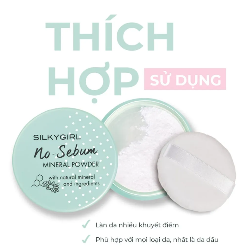 Phấn phủ Silkygirl khoáng kiềm dầu dạng nén không màu 7g