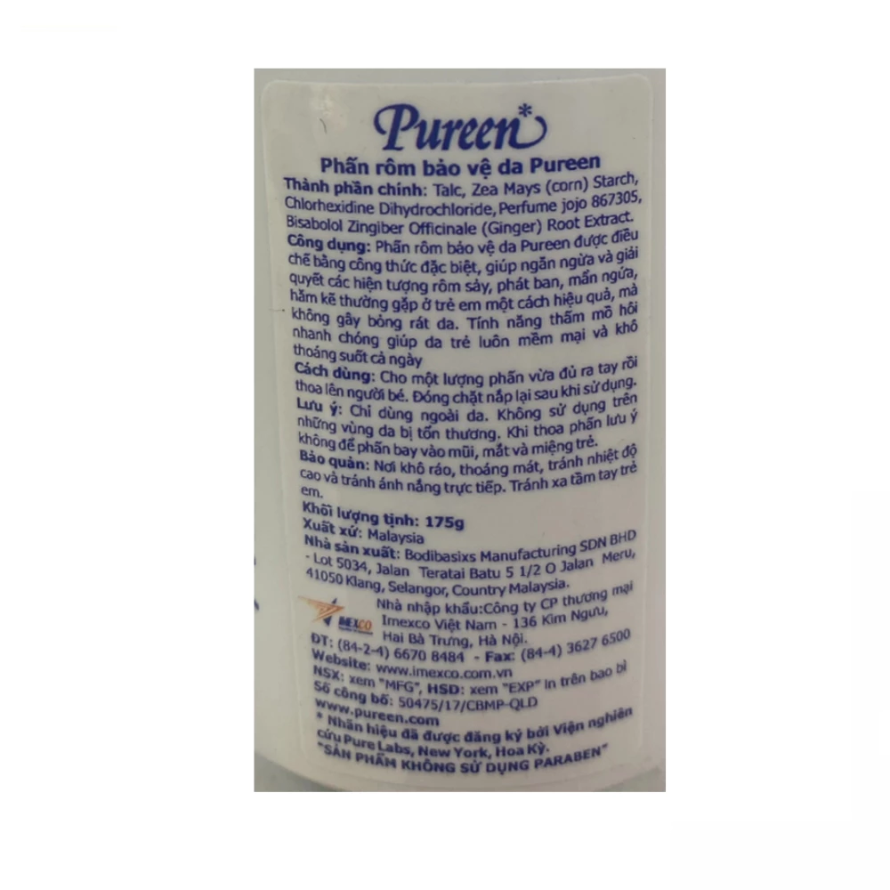 Phấn rôm cho bé Pureen Baby Skin Protectant Powder 175g