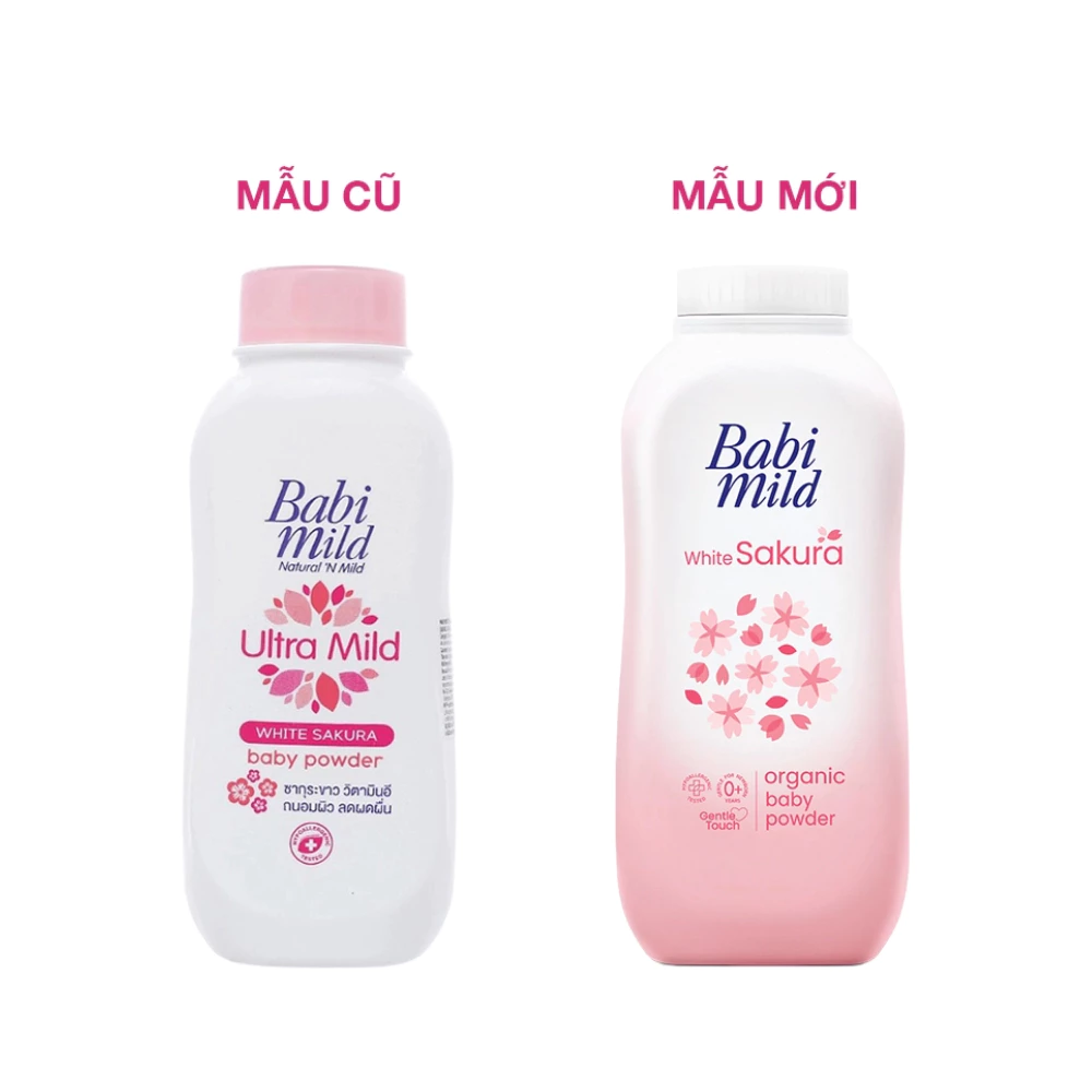 Phấn thơm dưỡng ẩm cho bé Babi Mild Pure Natural/White Sakura 180g