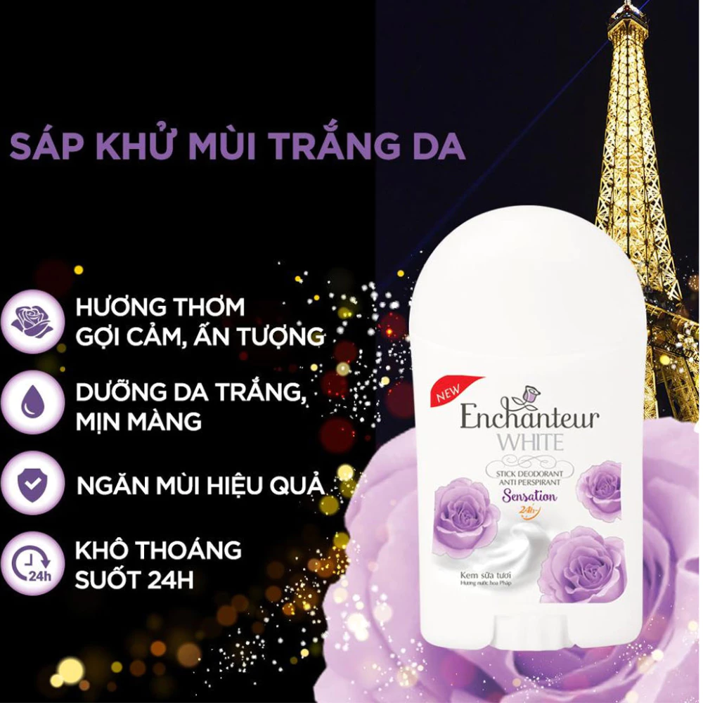 Sáp khử mùi Enchanteur sáng da Charming/Romantic/Sensation/Delightful 40g