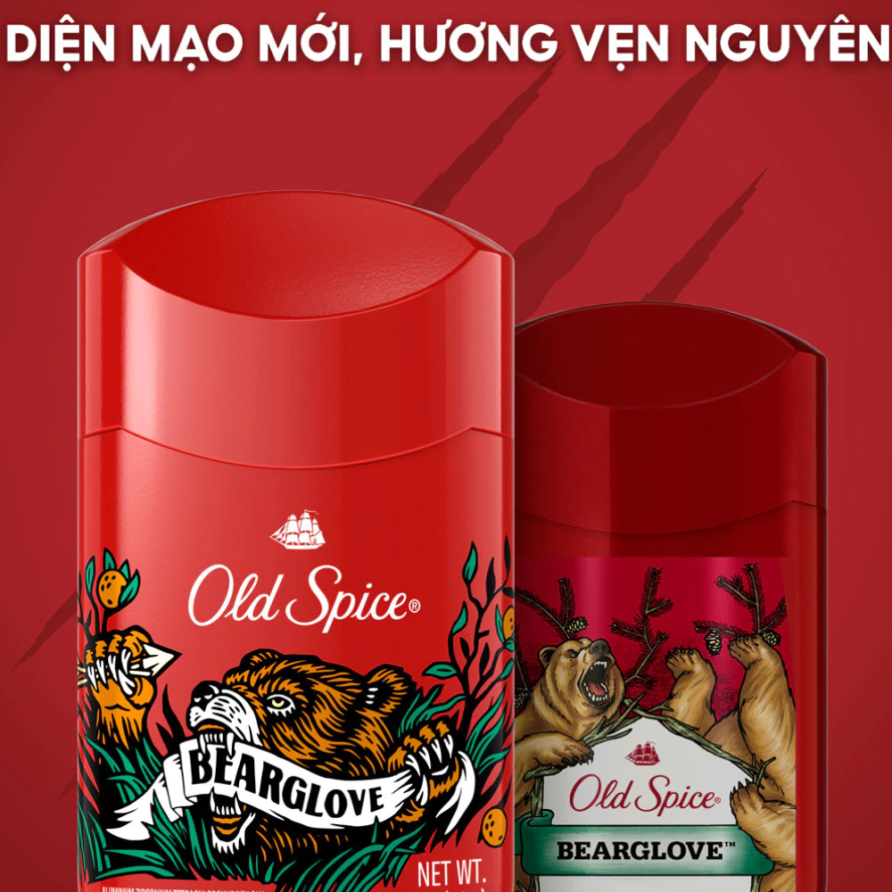Sáp khử mùi Old Spice giảm tiết mồ hôi hương Fiji/Timber/Wolfthorn/Bearglove/Captain 73g