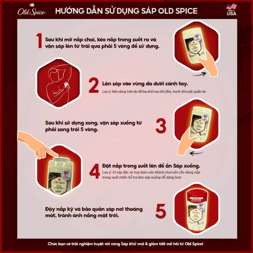 Sáp khử mùi Old Spice hương Wilderness sức hút hoang dã/NightPanther ấm áp và lịch lãm/Oasis ốc đảo thanh mát 85g