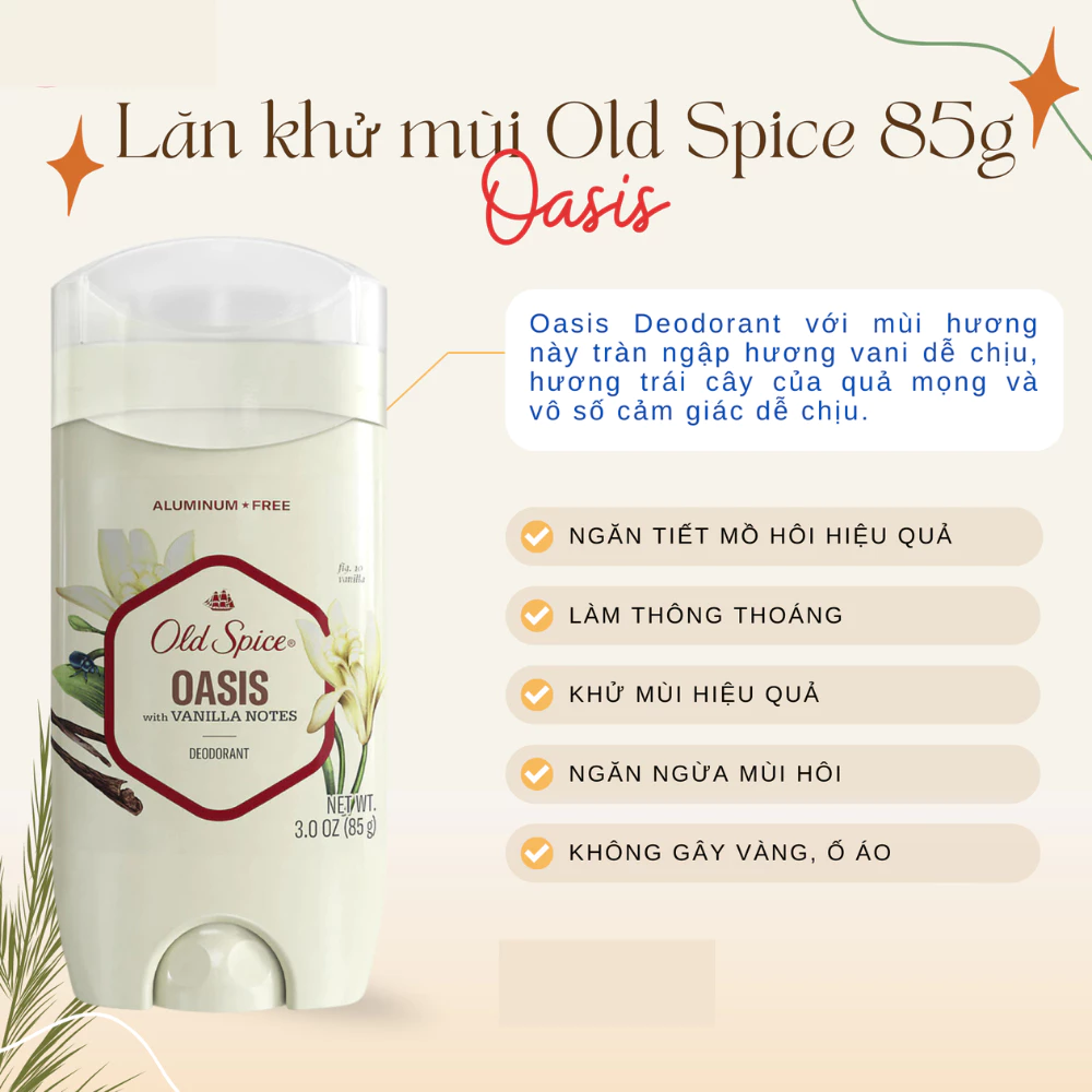Sáp khử mùi Old Spice hương Wilderness sức hút hoang dã/NightPanther ấm áp và lịch lãm/Oasis ốc đảo thanh mát 85g