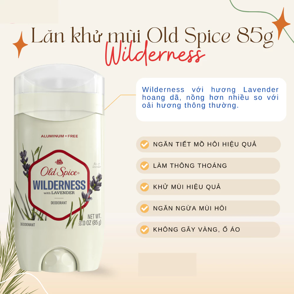 Sáp khử mùi Old Spice hương Wilderness sức hút hoang dã/NightPanther ấm áp và lịch lãm/Oasis ốc đảo thanh mát 85g